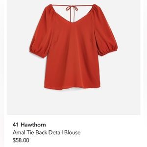 New with tags 41 Hawthorn Amal Tie Back Detail Blouse burnt orange size L